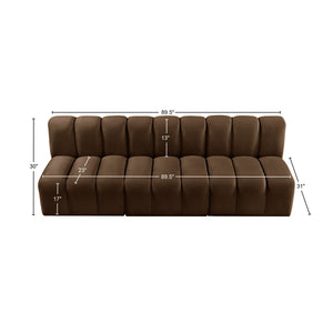 Arc Brown Velvet Modular Sofa 103Brown-S3F Meridian Furniture