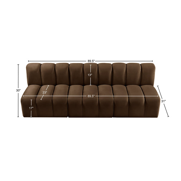 Arc Brown Velvet Modular Sofa 103Brown-S3F Meridian Furniture