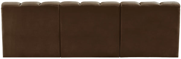 Arc Brown Velvet Modular Sofa 103Brown-S3F Meridian Furniture