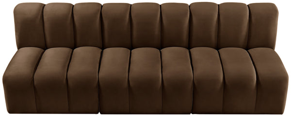 Arc Brown Velvet Modular Sofa 103Brown-S3F Meridian Furniture