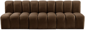 Arc Brown Velvet Modular Sofa 103Brown-S3F Meridian Furniture