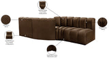 Arc Brown Velvet Modular Sofa 103Brown-S4A Meridian Furniture