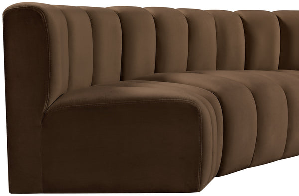 Arc Brown Velvet Modular Sofa 103Brown-S4A Meridian Furniture