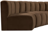 Arc Brown Velvet Modular Sofa 103Brown-S4A Meridian Furniture