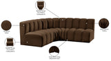 Arc Brown Velvet Modular Sofa 103Brown-S4B Meridian Furniture