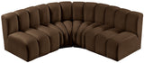 Arc Brown Velvet Modular Sofa 103Brown-S4B Meridian Furniture