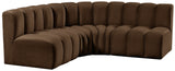 Arc Brown Velvet Modular Sofa 103Brown-S4B Meridian Furniture