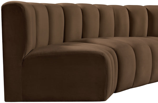 Arc Brown Velvet Modular Sofa 103Brown-S4B Meridian Furniture