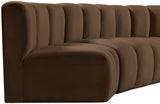 Arc Brown Velvet Modular Sofa 103Brown-S4B Meridian Furniture