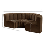 Arc Brown Velvet Modular Sofa 103Brown-S4C Meridian Furniture