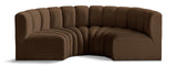 Arc Brown Velvet Modular Sofa 103Brown-S4C Meridian Furniture