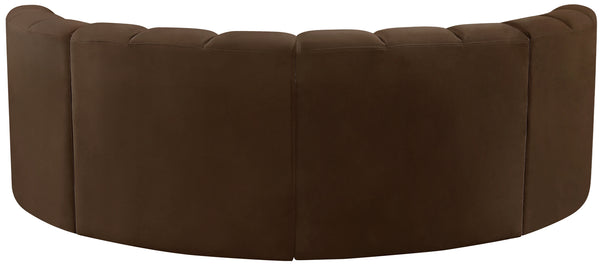 Arc Brown Velvet Modular Sofa 103Brown-S4C Meridian Furniture