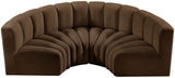 Arc Brown Velvet Modular Sofa 103Brown-S4C Meridian Furniture