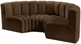 Arc Brown Velvet Modular Sofa 103Brown-S4C Meridian Furniture