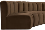 Arc Brown Velvet Modular Sofa 103Brown-S4C Meridian Furniture