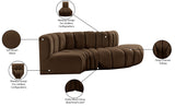 Arc Brown Velvet Modular Sofa 103Brown-S4D Meridian Furniture