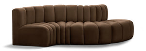 Arc Brown Velvet Modular Sofa 103Brown-S4D Meridian Furniture