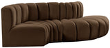 Arc Brown Velvet Modular Sofa 103Brown-S4D Meridian Furniture