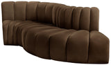 Arc Brown Velvet Modular Sofa 103Brown-S4D Meridian Furniture