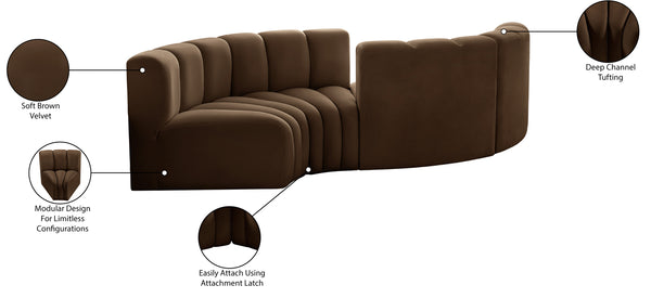 Arc Brown Velvet Modular Sofa 103Brown-S4F Meridian Furniture