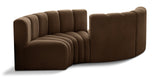 Arc Brown Velvet Modular Sofa 103Brown-S4F Meridian Furniture