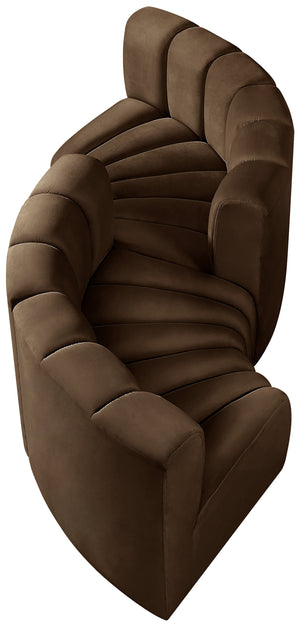 Arc Brown Velvet Modular Sofa 103Brown-S4F Meridian Furniture