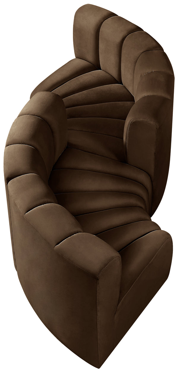 Arc Brown Velvet Modular Sofa 103Brown-S4F Meridian Furniture