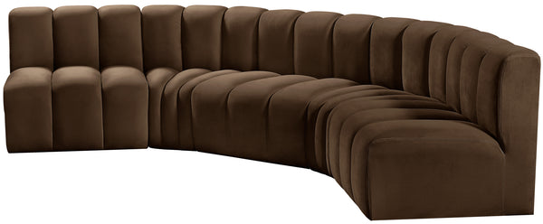 Arc Brown Velvet Modular Sofa 103Brown-S5A Meridian Furniture