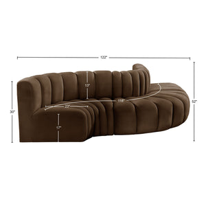 Arc Brown Velvet Modular Sofa 103Brown-S5B Meridian Furniture