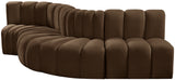 Arc Brown Velvet Modular Sofa 103Brown-S5B Meridian Furniture