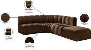 Arc Brown Velvet Modular Sofa 103Brown-S5C Meridian Furniture