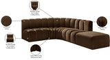 Arc Brown Velvet Modular Sofa 103Brown-S5C Meridian Furniture