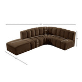 Arc Brown Velvet Modular Sofa 103Brown-S5C Meridian Furniture