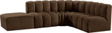 Arc Brown Velvet Modular Sofa 103Brown-S5C Meridian Furniture