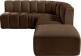 Arc Brown Velvet Modular Sofa 103Brown-S5C Meridian Furniture