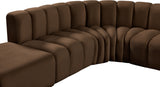 Arc Brown Velvet Modular Sofa 103Brown-S5C Meridian Furniture