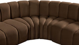 Arc Brown Velvet Modular Sofa 103Brown-S5C Meridian Furniture