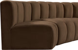 Arc Brown Velvet Modular Sofa 103Brown-S5C Meridian Furniture