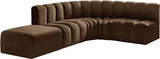 Arc Brown Velvet Modular Sofa 103Brown-S5C Meridian Furniture