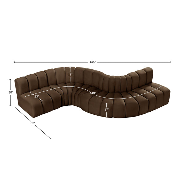 Arc Brown Velvet Modular Sofa 103Brown-S6A Meridian Furniture