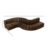 Arc Brown Velvet Modular Sofa 103Brown-S6A Meridian Furniture