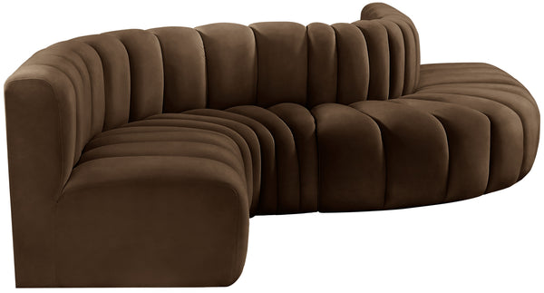 Arc Brown Velvet Modular Sofa 103Brown-S6A Meridian Furniture