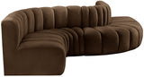 Arc Brown Velvet Modular Sofa 103Brown-S6A Meridian Furniture