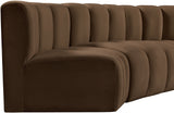 Arc Brown Velvet Modular Sofa 103Brown-S6B Meridian Furniture