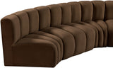 Arc Brown Velvet Modular Sofa 103Brown-S6B Meridian Furniture