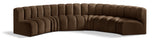 Arc Brown Velvet Modular Sofa 103Brown-S6B Meridian Furniture