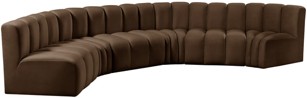 Arc Brown Velvet Modular Sofa 103Brown-S6B Meridian Furniture