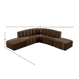 Arc Brown Velvet Modular Sofa 103Brown-S6C Meridian Furniture