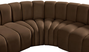 Arc Brown Velvet Modular Sofa 103Brown-S6C Meridian Furniture