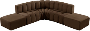 Arc Brown Velvet Modular Sofa 103Brown-S6C Meridian Furniture